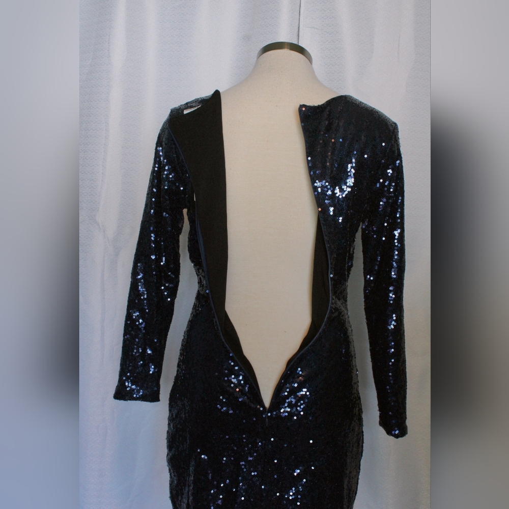 NWT Women’s Midnight Navy Sequin Long Sleeve Mini Dress – Size Small - Picture 10 of 10